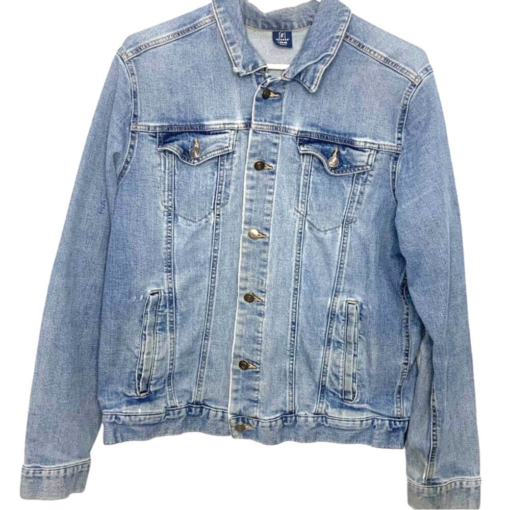 Vintage George Denim Trucker Jean Jacket 42-44 Blue Mens Button Front Work